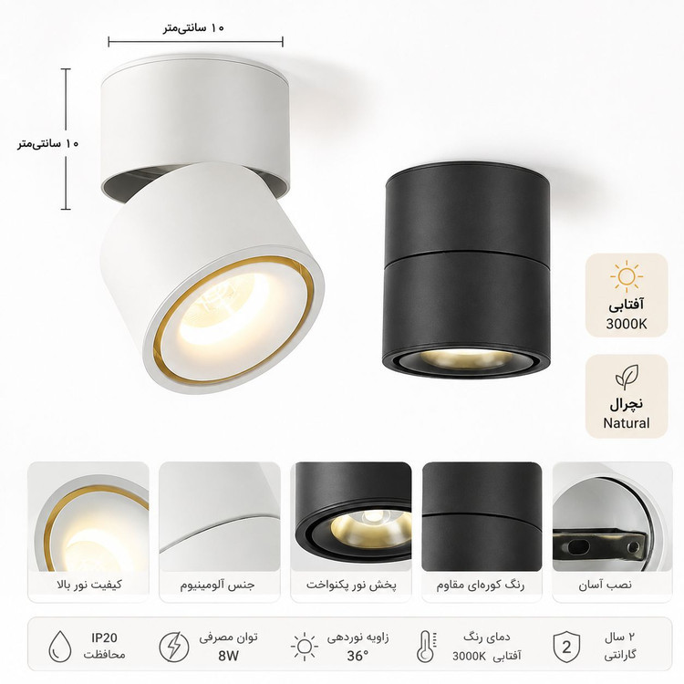 چراغ فکی روکار یونیکو